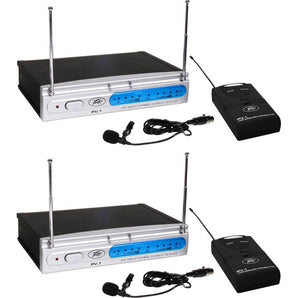 (2) Peavey PV-1 U1 BL UHF Wireless Lavalier Microphones (Dual Mic System)