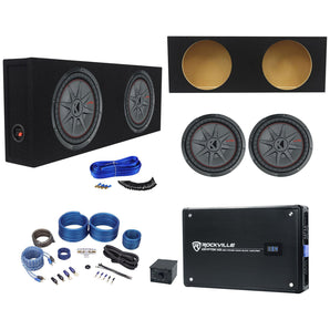 (2) Kicker 48CWRT124 COMPRT12 2000W 12" Slim Subwoofers+Sub Box+Amplifier+Wires