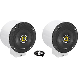 (2) kicker CSC54 5.25" 360° Swivel White Aluminum Surface Mount Speakers