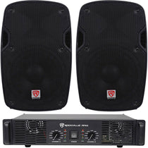 (2) SPG84 8" 800W 4 Ohm PA Speakers ABS Cabinet+RPA5 1000W Amplifier