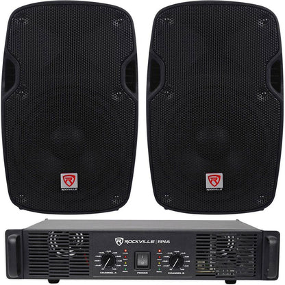 (2) SPG84 8" 800W 4 Ohm PA Speakers ABS Cabinet+RPA5 1000W Amplifier