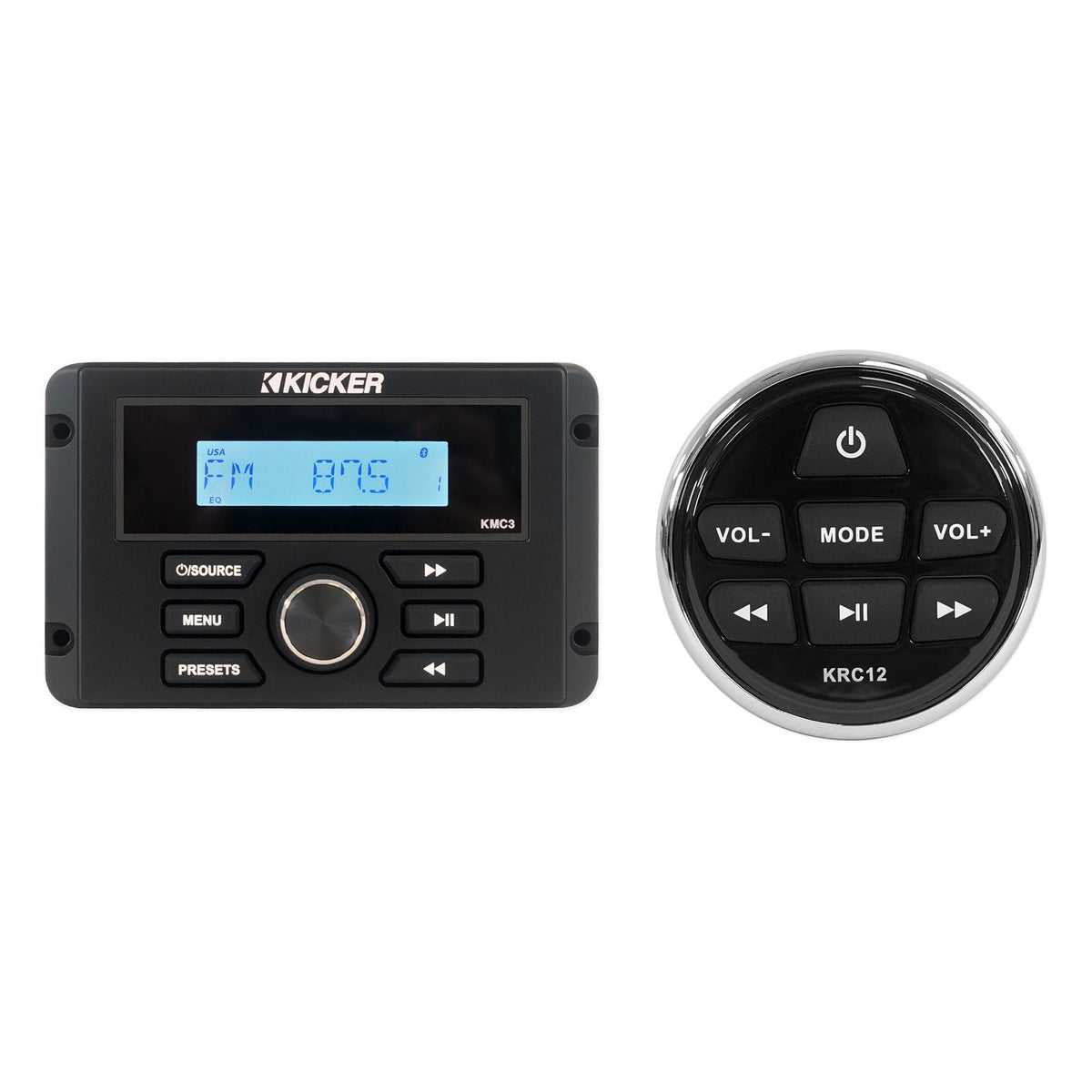KMC3 Marine Boat Digital Media Gauge Receiver w/Bluetooth+Remote ATV/UTV