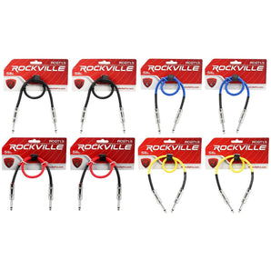 8 Rockville 1.5' 1/4" TS-1/4'' TS Guitar/Instrument Cable (4 Colors x2 of each)