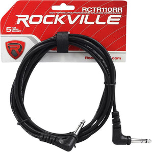 Rockville RCTR110RR-B 10' Black 1/4" TRS Right Angle to Same Cable 100% Copper