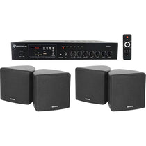 RCS80-1 60W Amp 2-Pack + Cube 3.5" Black Speakers Bundle