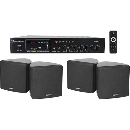 RCS80-1 60W Amp 2-Pack + Cube 3.5" Black Speakers Bundle