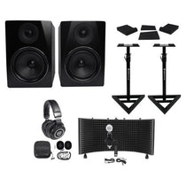 APM6B 6.5" 350W Studio Monitors+Stands+Pads+Headphones+Mic+Shield