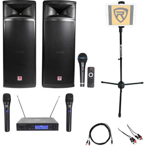Rockville Pro Gig Karaoke Machine System w/( 2) Dual 15" Speakers+Wireless Mics
