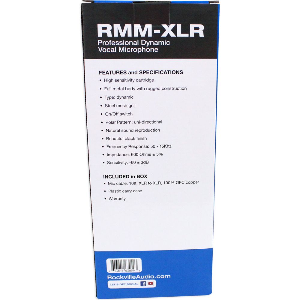 (2) RMM-XLR Dynamic Cardioid Metal Microphones w/ XLR Cables + RVMIC1 Stands