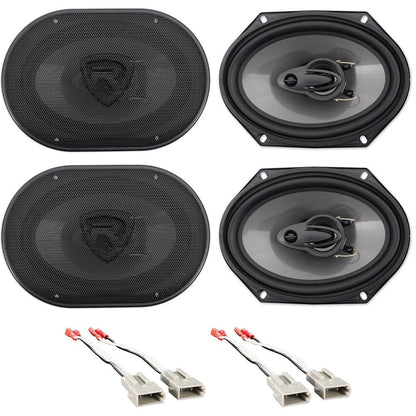 Front+Rear Rockville 6x8" Factory Speaker Replacement Kit For 91-94 Mazda Navajo