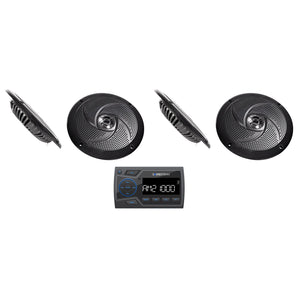 Soundstream MHU-32 Marine Boat ATV/UTV Bluetooth Receiver+4) Black 6.5" Speakers