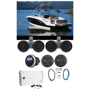 2) Rockville Dual 8" Wakeboards+(2) 6.5" Speakers+6-Ch Amp+Bluetooth Receiver