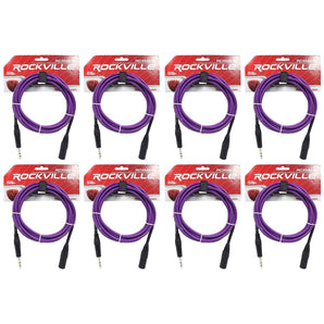 8 Rockville RCXMB10-P Purple 10' Male REAN XLR to 1/4'' TRS Balanced Cables