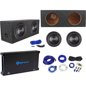 (2) RE Audio SEX10D2 V2 15" 1500W Subwoofer+Sealed Box+Mono Amplifier+Amp Kit