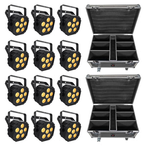 12) Chauvet DJ Ezlink Par Q6 BT Battery Powered DJ Wash Up-Lights+Charging Cases