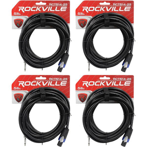 4 Rockville RCTS1425 25' 14 AWG 1/4" TS to Speakon Pro Speaker Cable 100% Copper