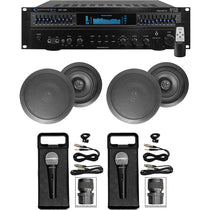 1500 Watt Home Karaoke Machine System + (2) 6.5" Black Ceiling Speakers