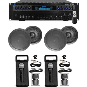 1500 Watt Home Karaoke Machine System+(2) 6.5" Black Ceiling Speakers