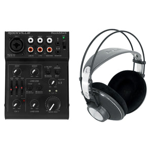 AKG K612 PRO Reference Studio Headphones + 5-Ch. Mixer w/USB Interface K612PRO