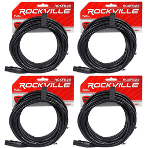 4 Rockville RCXFB25B Black 25' Female REAN XLR to 1/4'' TRS Balanced Cables OFC