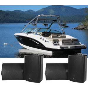 (4) Rockville HP5S Black 5.25" Marine Box Speakers with Swivel Bracket For Boats