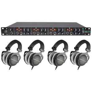 (4) Beyerdynamic DT-770-PRO-250 Studio Tracking Headphones Bundle with Mackie Headphone Amp
