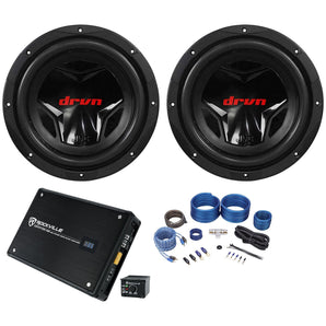 (2) JVC CS-G1210 12" 2400W Subs+Rockville RXD-M2 3000W Mono Amplifier+Amp Kit