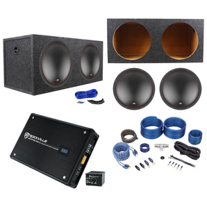 (2) MTX 5515-44 15" 1600w Car Subwoofers+Sealed Sub Box+Mono Amplifier+Amp Kit