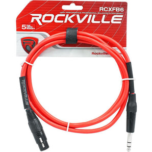 Rockville RCXFB6R 6' Female XLR to 1/4'' TRS Cable Red, 100% Copper