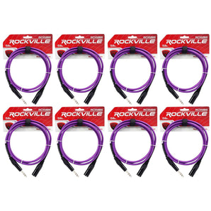 8 Rockville RCXMB6-P Purple 6' Male REAN XLR to 1/4'' TRS Balanced Cables