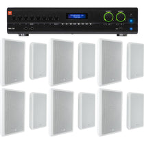 VMA2120 2-Channel Amplifier + (12) RockSlim 70W White Wall Speakers