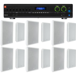 JBL 2-Channel Amplifier+(12) Slim White Wall Speakers for Restaurant/Bar/Cafe