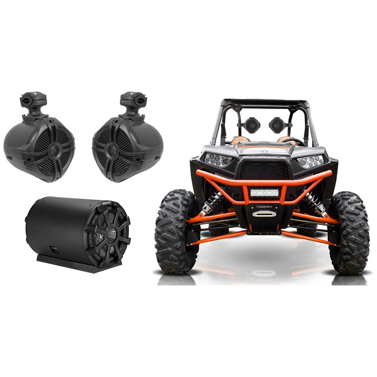 10" Subwoofer In Enclosure Plus (2) 6.5" Tower Speakers RZR/ATV/UTV