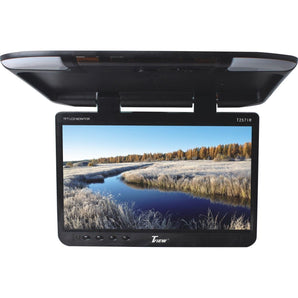 Tview T257IR-BK 25" Black Flip Down Wide Screen  Car Monitor+2 Wireless Headsets