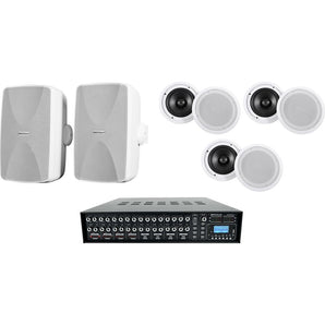 Rockville ROCK MATRIX Multi Room Home Receiver+6) Ceiling+2) White Wall Speakers