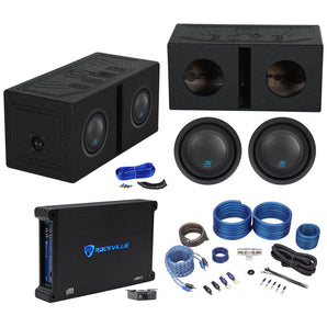 (2) ALPINE S-W8D2 8" 900w Subwoofers+Vented Sub Box Enclosure+Amplifier+Amp Kit