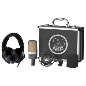 AKG C214 Condenser Microphone Recording Mic+Mackie Monitoring Headphones+Shield