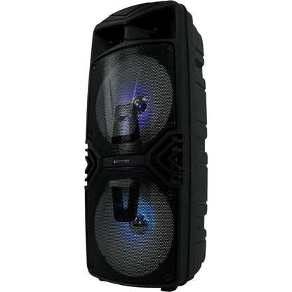 (2) STAGE28 Dual 8" Wireless Linking Rechargeable LED Speakers w/Stands & Mics