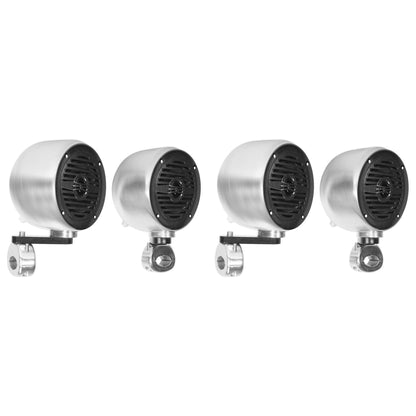 (4) Chrome 4" Rollbar Roll Cage Tower Speakers For ATV/UTV/Cart