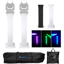 (2) Totem Stands+Black+White Scrims For (2) Chauvet Intimidator Beam 355 IRC
