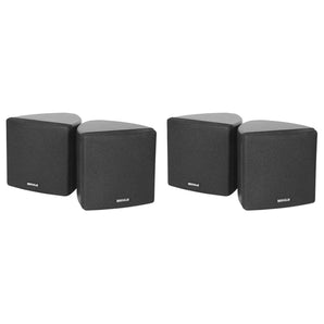 (4) Rockville Cube 3.5" 30w RMS Black Home Theater Wall Speakers+Swivel Brackets