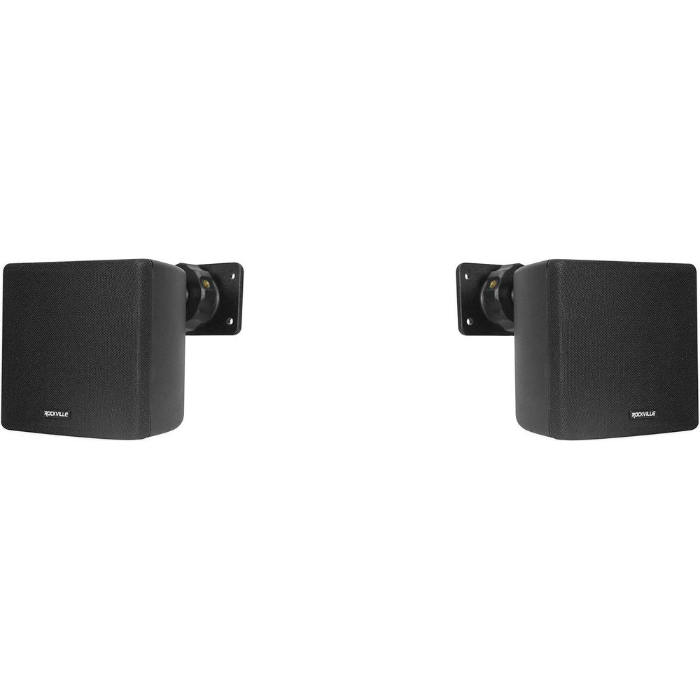 2-Room Home Audio Receiver Amp+(4) 3.5" Cube Speakers+Wall Controls