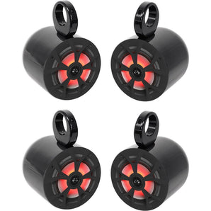 (4) Rockville RKL65MBW 6.5" 700w Marine Wakeboard LED Speakers+(2) Color Grilles