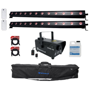 (2) American DJ ADJ UB 12H 41.75" RGBAW+UV LED DMX Wash Light Bars+Bag+Fogger