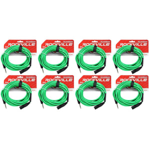 8 Rockville RCXMB20-G Green 20' Male REAN XLR to 1/4'' TRS Balanced Cables