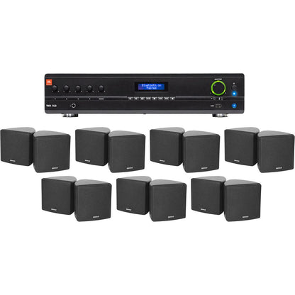 VMA1120 Commercial Amplifier + (14) Cube 3.5" Black Wall Speakers