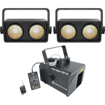 (2) Shocker 2 Blinder Lights + ROCKHAZE 700 Haze Machine Bundle