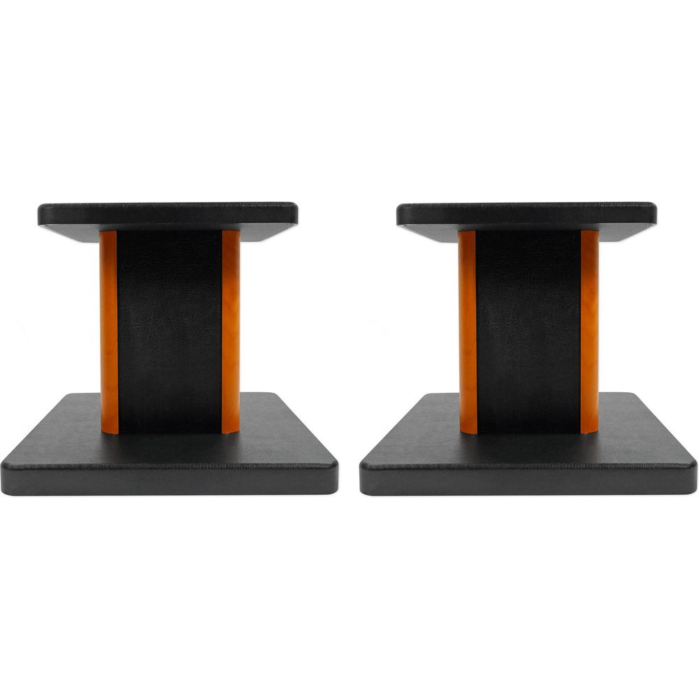 RockShelf 54C Wood 5.25" Home Bookshelf Speakers+8" Wood Stands