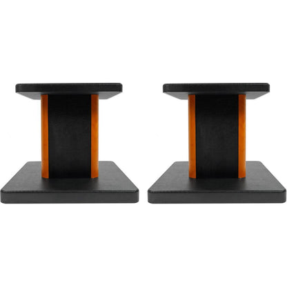 RockShelf 54C Wood 5.25" Home Bookshelf Speakers+8" Wood Stands
