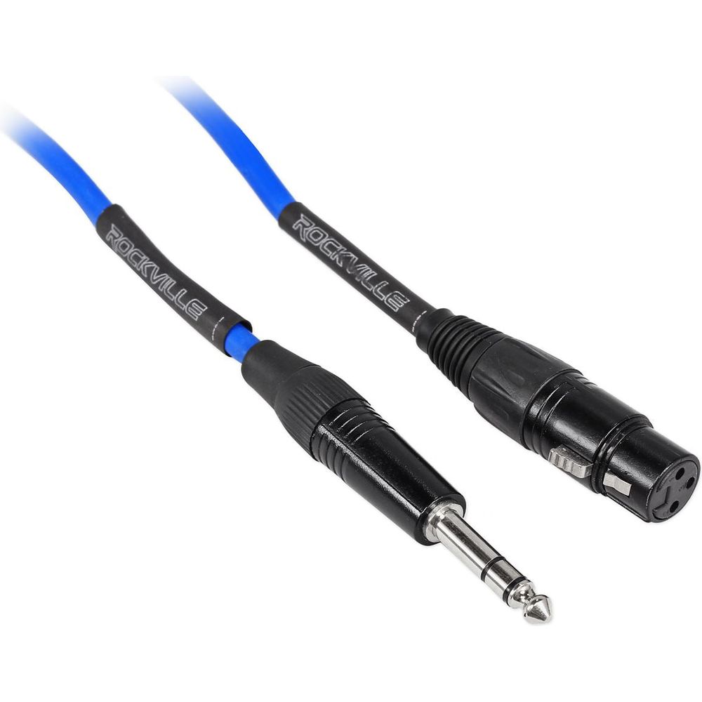 6-Pack 10' Female REAN XLR to 1/4" TRS Balanced Cables (3 Colors x 2)